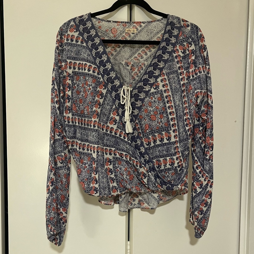 Hollister Wrap Floral Long-Sleeve Shirt